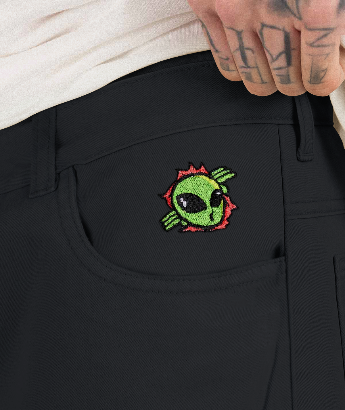 Baggy Drill Charcoal 2 | Overtake Baggy Drill Charcoal - Image 2